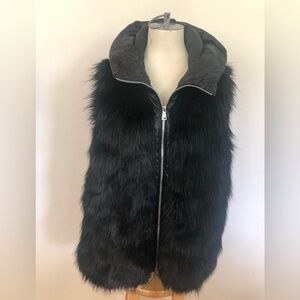 DKNY Poly-Down & Faux Fur Hooded Puffer Vest L